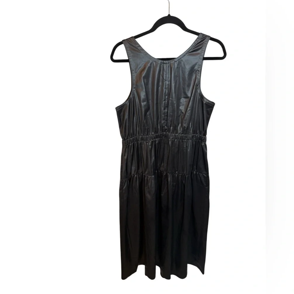 TIBI Gray Liquid Tiered V-Neck Midi Dress